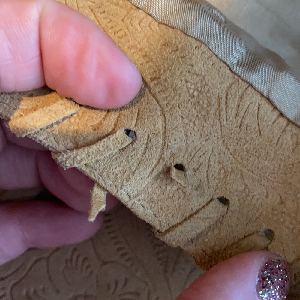 Ideology Tan Leather Patchwork Embossed Skirt - image 6